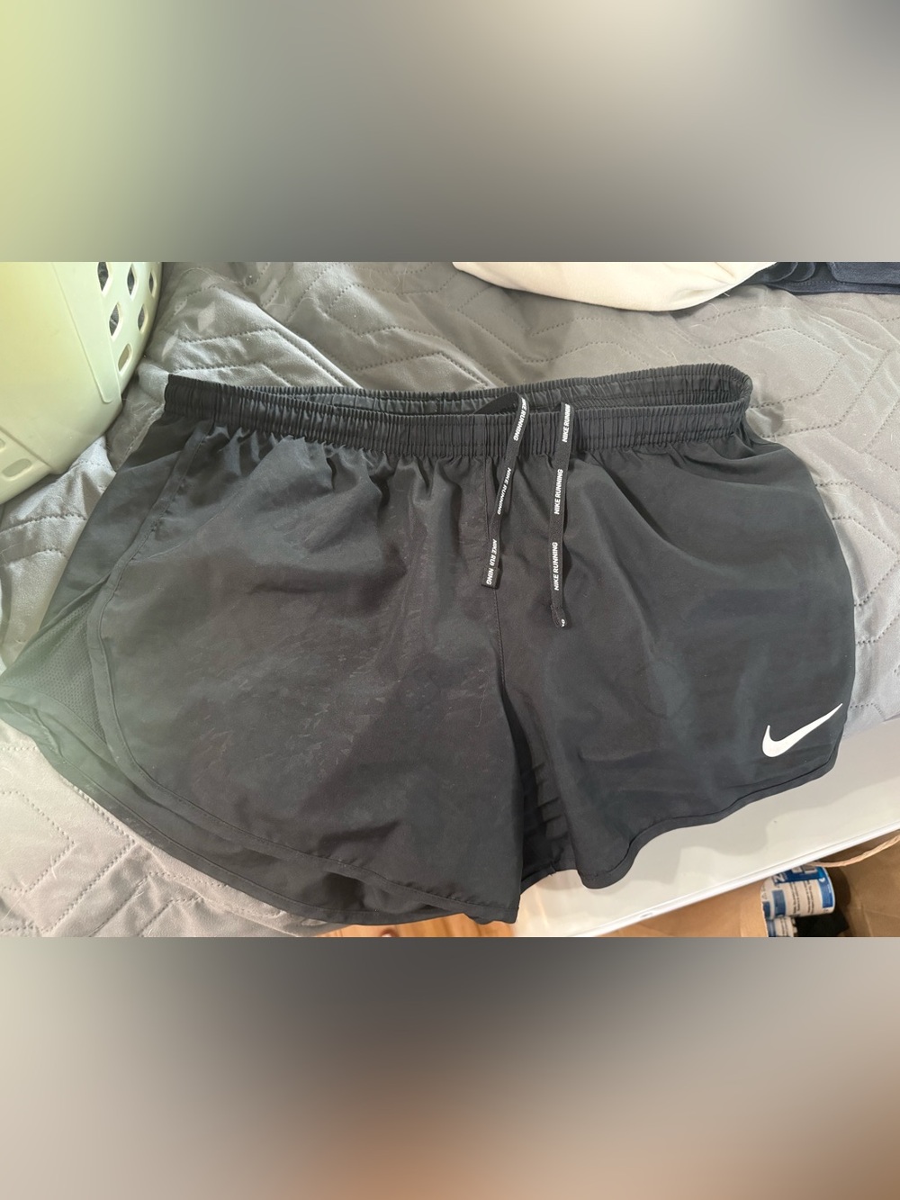 Nike Women’s Black Athletic Running Shorts with White Swoosh